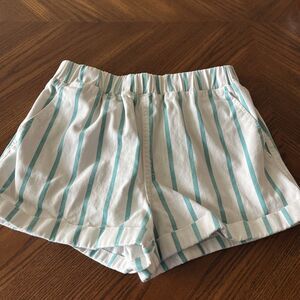 FOREVER 21 Women's Green & White Striped Casual Elastic Waist Shorts Size XS